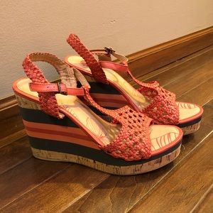 Coral/Navy Wedges - 8.5